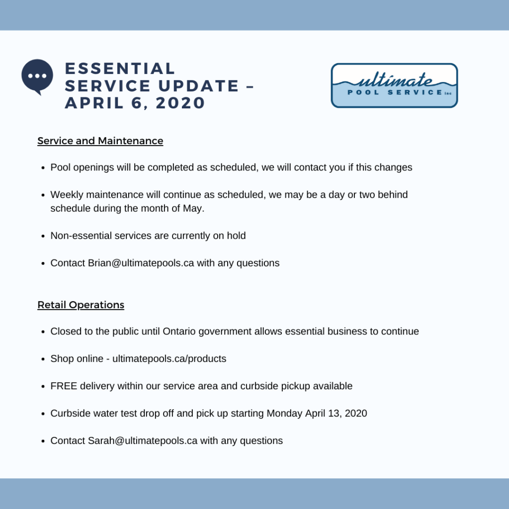 Essential Service Update – April 6, 2020