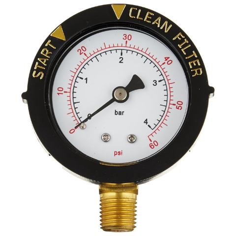 Pentair 1/4" Top Mount Pressure Gauge (0-60 PSI) with Indicator