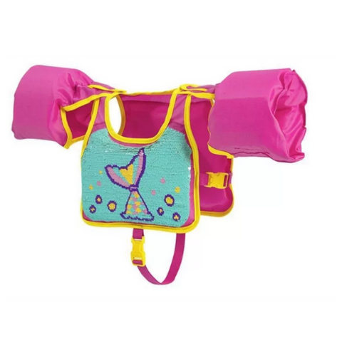 Bestway Flip N Reveal Sequin Swim Pals – Kids Flotation Vest | Pink and Yellow