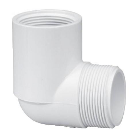 1.5" White MPT x FPT SCH40 PVC 90 Degree Street Elbow