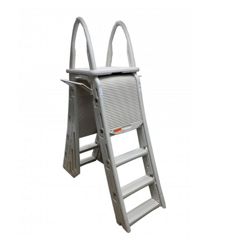 SafeClimb Pro Adjustable A-Frame Pool Ladder with Safety Barrier