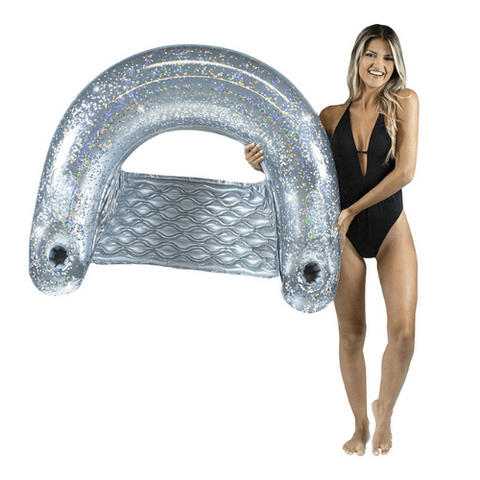 Pool Candy Silver Glitter Jumbo Inflatable Sun Chair | PC2402SG