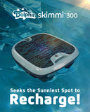 Dolphin Skimmi 300 solar charging system seeks sunny areas of the pool to recharge
